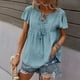 thumbnail image 2 of Camiseta de cuello en V para mujer, camiseta de manga corta con botones en la parte delantera y cuello en V para mujer, camiseta de manga corta de color puro para mujer, ingeniería de precisión, 2 of 6
