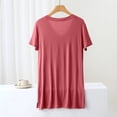 thumbnail image 4 of Jewelreauty Womens Casual Short Sleeve Shirts Summer V Neck High Low Hem Cozy Loungewear Tops with Bra (XL, Watermelon Red), 4 of 5