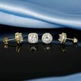 thumbnail image 4 of GEMSME Womens 18K Yellow Gold Plated Round Square Cubic Zirconia Simulated Diamond Halo Stud Earrings (2 Pairs), 4 of 6