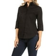 thumbnail image 3 of Women's Casual Stretch Button Down 3/4 Sleeve Blouse, 3 of 5