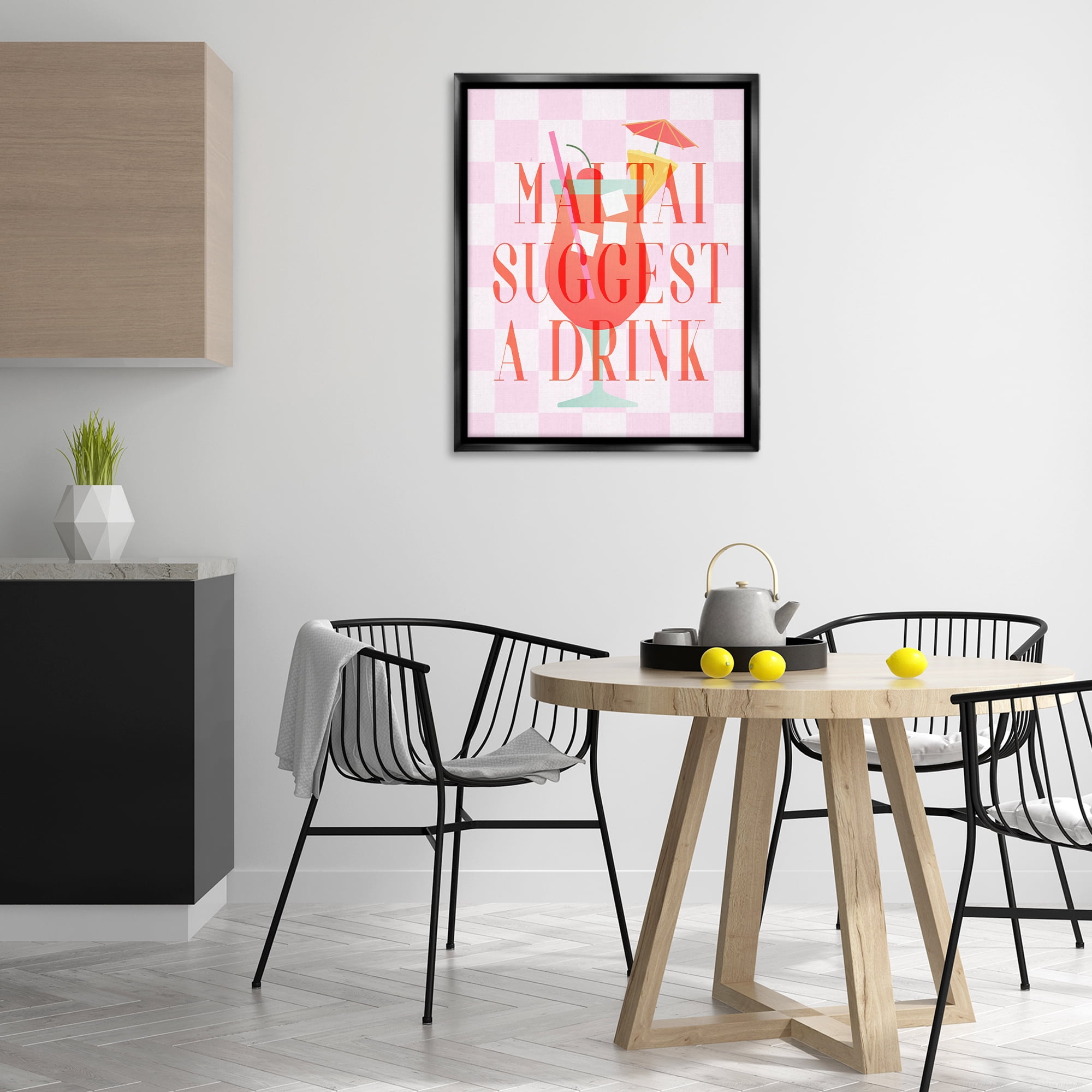 Stupell Industries Mai Tai Suggest A Drink Food & Beverage Painting Black Floater Framed Canvas Art Print Wall Art, 25 x 31