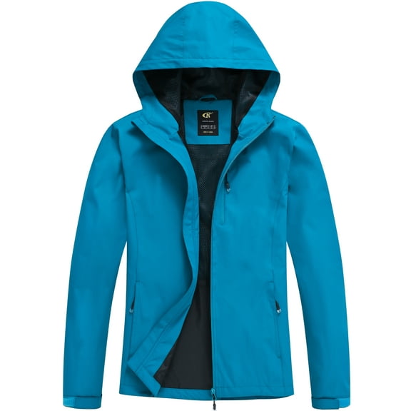 Xidunhg Women's Lightweight Jacket Waterproof Packable with Hood Cycling Bike Outdoor Jacket Windbreaker Blue L