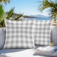 thumbnail image 3 of Throw Pillow Covers 20x20 Inch Set of 2, Grey Plaid Waterproof Outdoor Pillow Covers, Gradient Geometric Buffalo White Checkered Decorative Cushion Pillowcases for Couch, Sofa, Bed, Garden, Patio, 3 of 9