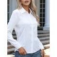 thumbnail image 4 of Super Soft Wrinkle Free Button Down Shirts for Women Solid Long Sleeve Striped Formal Work Dress Blouses Tops White 5XL, 4 of 8