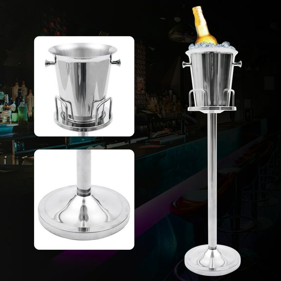 Floor Standing Silver Champagne Ice Bucket Stainless Steel Wine Cooler Ice Gift For Family Dinners, Parties, Pubs, Ktv, Clubs, Restaurants
