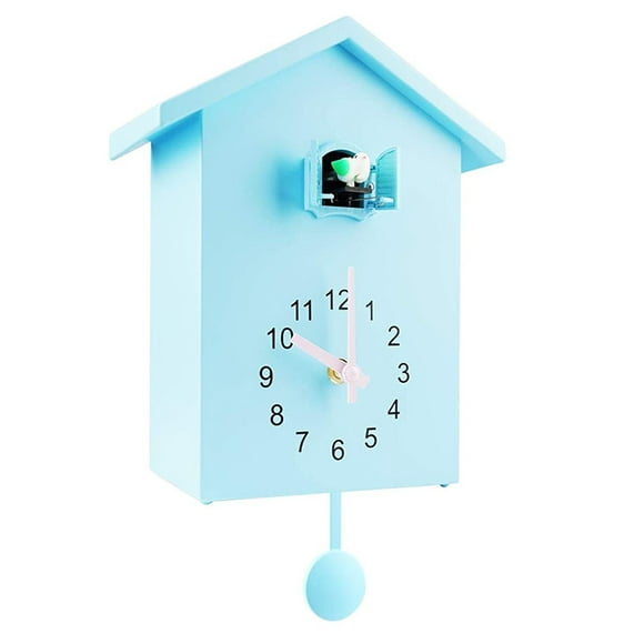 Nordic style wall clock cuckoo bird goes out of the window to tell the time