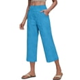 thumbnail image 7 of Idoravan linen pants women elastic waist loose fit Women Spring Summer High WaistedCasual Solid Color Pockets Long Pants, 7 of 7