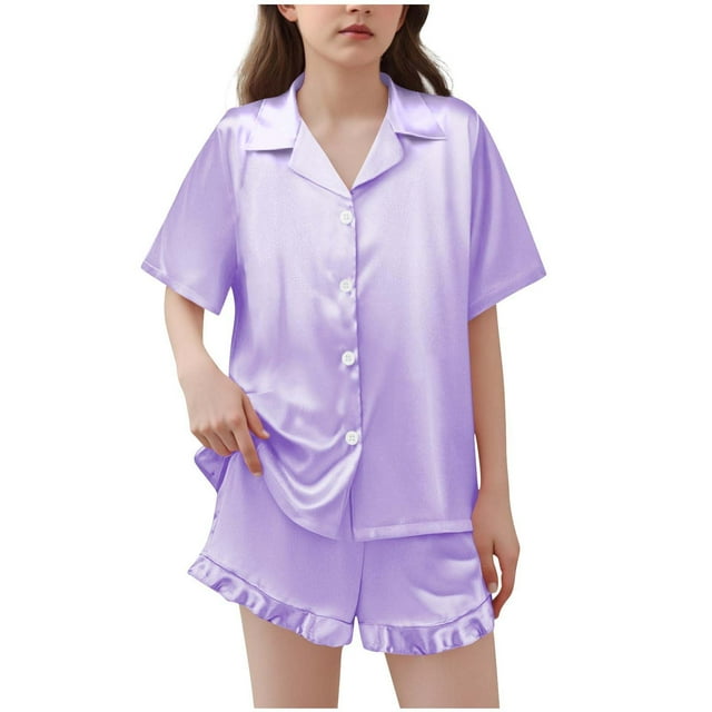 Ensemble pour Enfants Manches Courtes Col Rond Haut Shorts Taille Moyenne Décontracté
