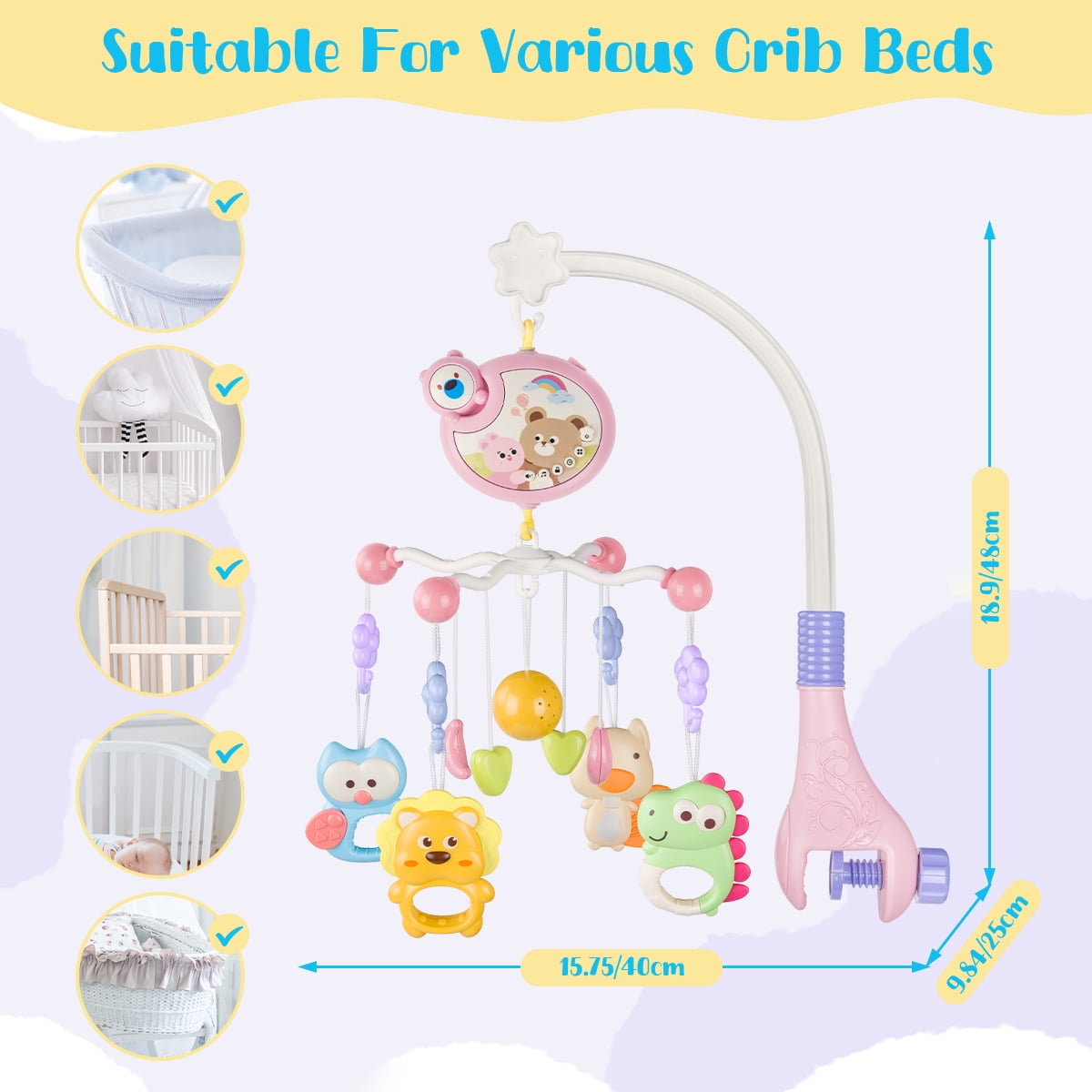Xueyu Musical Animal Crib Mobile with Soothing Music, Starry