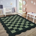 thumbnail image 2 of Garvee 5'x7' Scalloped Area Rugs Modern Checkered Carpet, Washable Non-Slip Rug Contemporary Floor Mats for Living Room Bedroom Dining Room, Black Green, 2 of 8