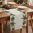 thumbnail image 2 of Burlap Table Runner 72 Inches Long,Christmas Pine Cones Branches Vine Non-Slip Kitchen Table Runners for Dining Room Everyday Use Party Table Decorations Green Botanical Leaf on Linen, 2 of 9
