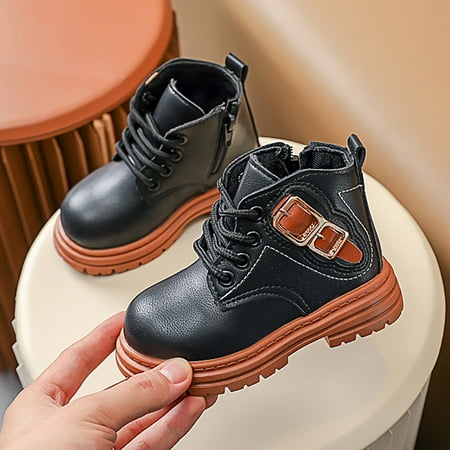 

Cathalem Toddler Size 5 Rain Boots Boys Girls British Style Single Boot Boys Kids Side Zipper Fashion Short Toddler Snow Gear Shoes Black 23