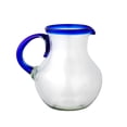 thumbnail image 2 of 10 Strawberry Street Cobalt Rim Pitcher Handblown Mexican Glass, 2 of 4