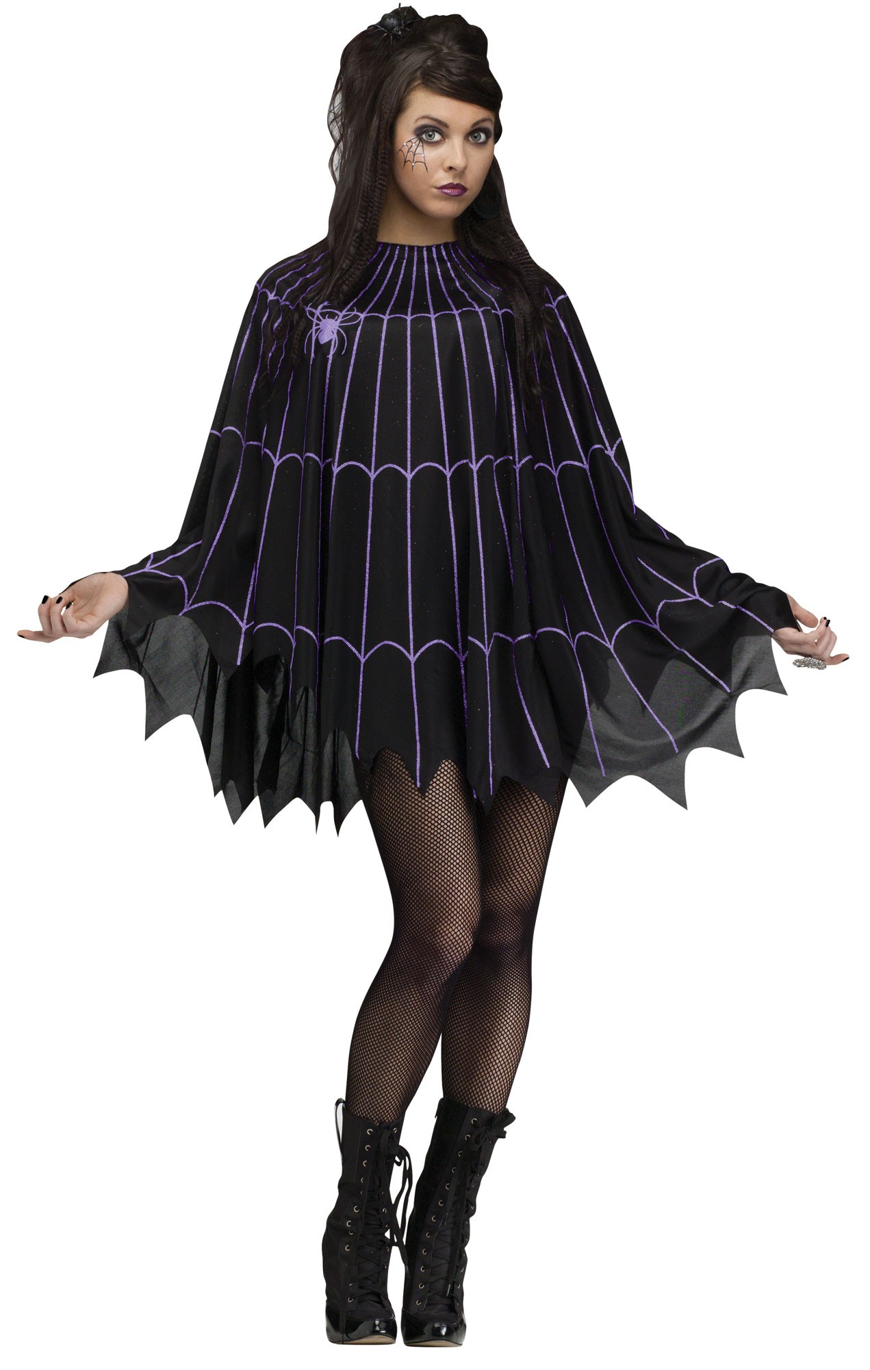 Spider Web Poncho Black/Purple 