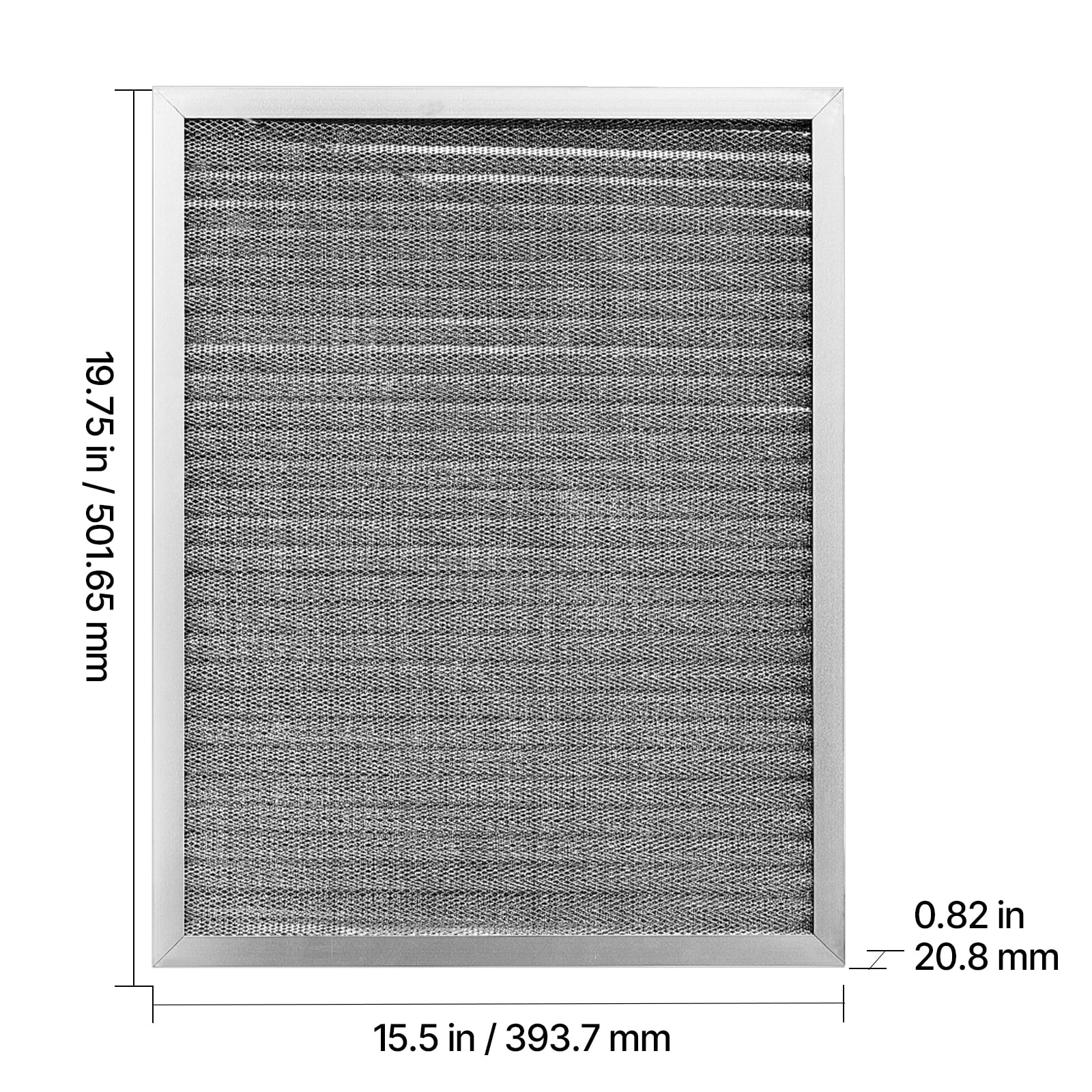 VEVOR Electrostatic Air Filter, 16x20x1 inch Washable & Reusable Aluminum AC/HVAC Furnace Filter, Home or Office (Actual Size: 15.5 x 19.75 x 0.82 in)