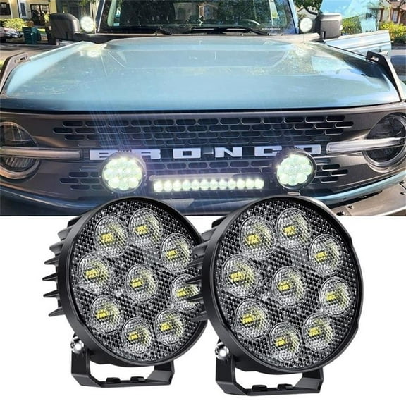 Nilight 2Pcs 4" Led Pods Round 3370LM Built-in EMC Work Light 90° Flood Beam Angle for Offroad Lights Side Light Rear Back-Up Light for Truck ATV UTV