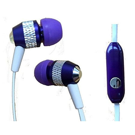 Super Bass Noise-Isolate 3.5mm Stereo Earbuds/Headset for Verizon Ellipsis 8/Ellipsis 7 (Purple) - w/Mic + Stylus, Digital high quality stereo sound with.., By