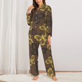 thumbnail image 3 of Disketp Pajamas Set Long Sleeve Sleepwear Womens Button Down Nightwear Pj Sets-Golden Glitter Butterflies, 3 of 9