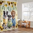 thumbnail image 6 of Shower Curtain for Bathroom Cute Blue Green Dog Watercolors Sunflowers Waterproof Bath Curtains Shower Curtains with Hooks,Floral Leaves Bathroom Curtain Privacy Drapes for Bathtubs Toilet 72x72in, 6 of 9