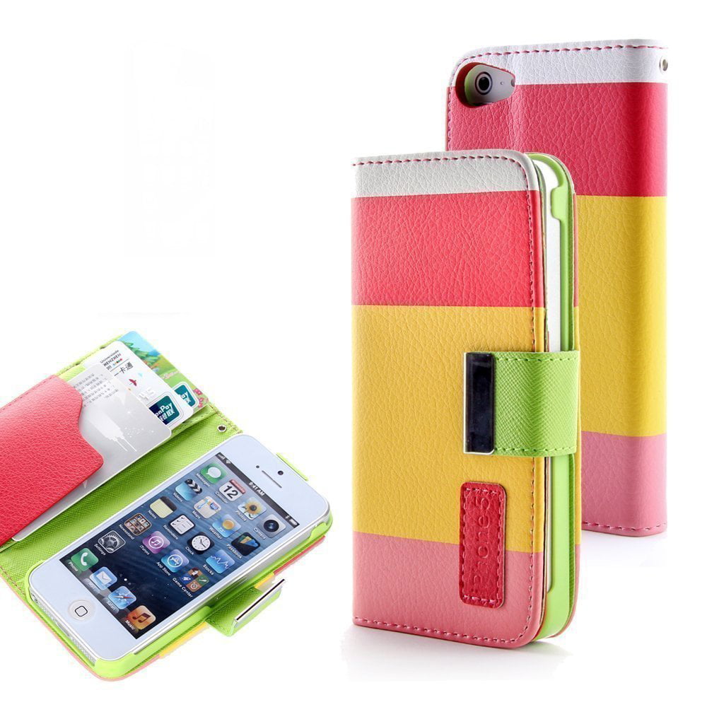 Leather Case for 5 / 5S Red/Yellow/Pink - Walmart.com