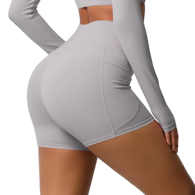 Pantalones Cortos de Yoga de Cintura Alta, Cómodo Fitness Deportivo, Pantalones de Secado Apretados Transpirables para Mujeres