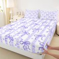 thumbnail image 4 of Erosebridal Cartoon Purple Bowtie Bed Sheets 4pcs for Kids Teens,Girls Kawaii Bling Glitter Print King Sheets,Lightweight Room Decor, 4 of 5