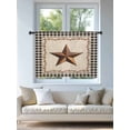 thumbnail image 4 of Sheer Curtains 45 Inch Length, Western Texas Star Retro Semi Sheer Curtains Light Filtering Window Treatment, Rustic Vintage Berry Black Beige Plaid Privacy Voile Drapes for Living Room 52x45 Inch, 4 of 7