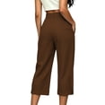 thumbnail image 6 of Mifsaly Dressy Capri Pants for Women Wide Leg Work Capris Pleated Front Cuffed Hem Business Casual Office Cropped Bottoms with Pockets Brown,XXL, 6 of 6