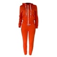 thumbnail image 4 of Women's Casual Tracksuit Autumn And Winter Coat And Pants Set Fashionable Solid Color Zipper Hooded Sweatshirt Pants Casual Two Piece Set Women Ski Pants Suspenders Pant Suits for Women Dressy Elegant, 4 of 5