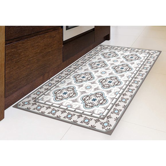 IRI-GIRI Vinyl kitchen Floor Mat Decorative Linoleum PVC Rug Runner Tile Flooring, Colorful, Durable, Anti-Slip, Hand Washable, and Protects Floors 31.5 "x 23.6", Tuscany 253