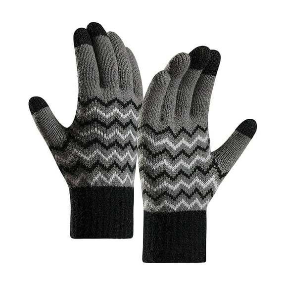 PINQI Winter Gloves for Men Women Outdoor Mittens Gloves with Cold Weather Thermal Warm Gloves with Finger Screen Knit Gloves(Grey,One Size