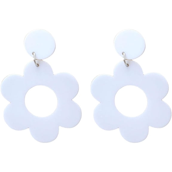 Sweet Cute Hollow Daisy Flower Drop Dangle Acrylic Earrings Vintage Neon Multicolor Resin Floral Earrings 70s 80s Party Accessories Jewelry for Women