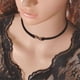 thumbnail image 2 of Gargantilla Karma de Olbye, collar con círculos dorados, joyería para mujeres y niñas, collar de cuero con dijes (cuero marrón) --- Código de producto 37799, 2 of 5