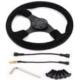 thumbnail image 3 of Ccdes Steering Wheel,14in/350mm For MOMO Style 6- Black Suede Racing Steering Wheel Black Stitching With Horn Button,Car Modified Accessory, 3 of 8
