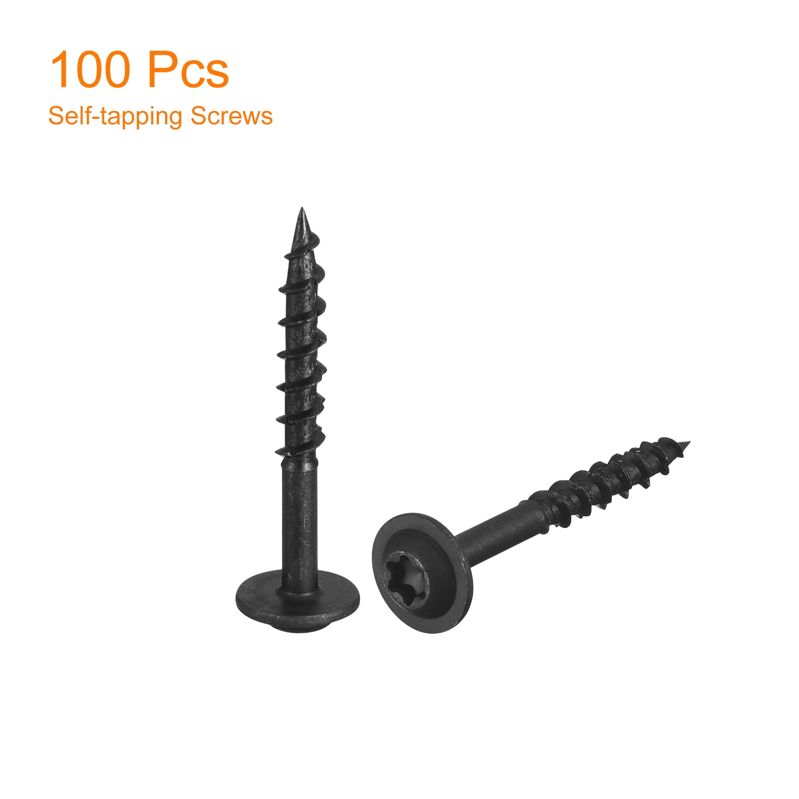 Uxcell #8 x 1-1/4" Round Washer Head Screws - 100pcs - Torx/Star Wood Screws, Black