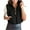 Black, variant on Women Corduroy Lightweight Sleeveless Padded Coat Zip Up Cropped Puffer Vest