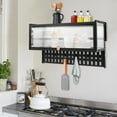 thumbnail image 2 of Miumaeov 55lbs Wall-mounted Cabinet with Flip-Up Door Kitchen Storage Organizer Shelf Wall Locker with Hooks, 2 of 18