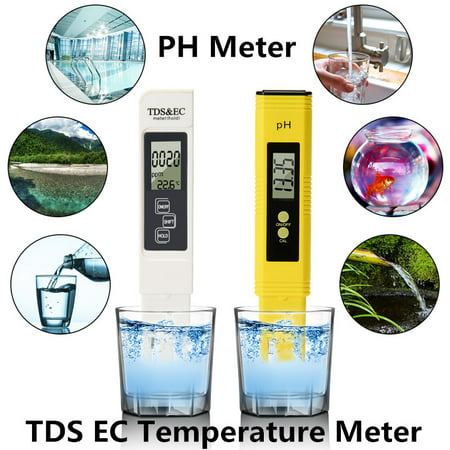 Digital 4 In 1 TDS PH EC Temperature Meter Kit 0-9999us/cm Electrical Conductivity 0.01PH Resolution for Household Drinking Water, Hydroponics, Aquariums, Swimming (Best Tds Meter For Drinking Water In India)