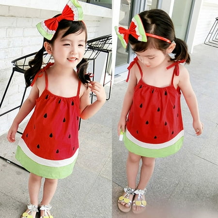 

Hunpta Toddler Baby Kids Girls Slip Dress Watermelon Casual Ribbons Beach Dress