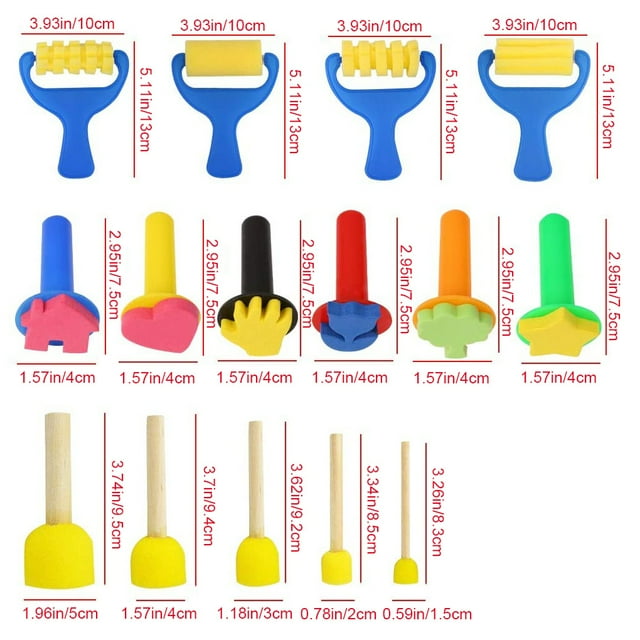 44pcs Sponge Painting Brushes Kit Mini DIY Painting Kits Early Learning Kids Paint Set Child Play Gift