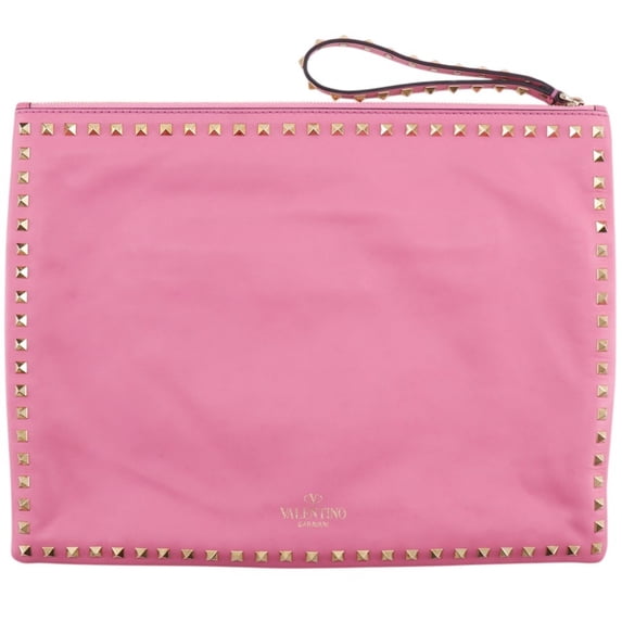 Pre-Owned Valentino Rockstuds Clutch Bag, Leather, Pink, Women's