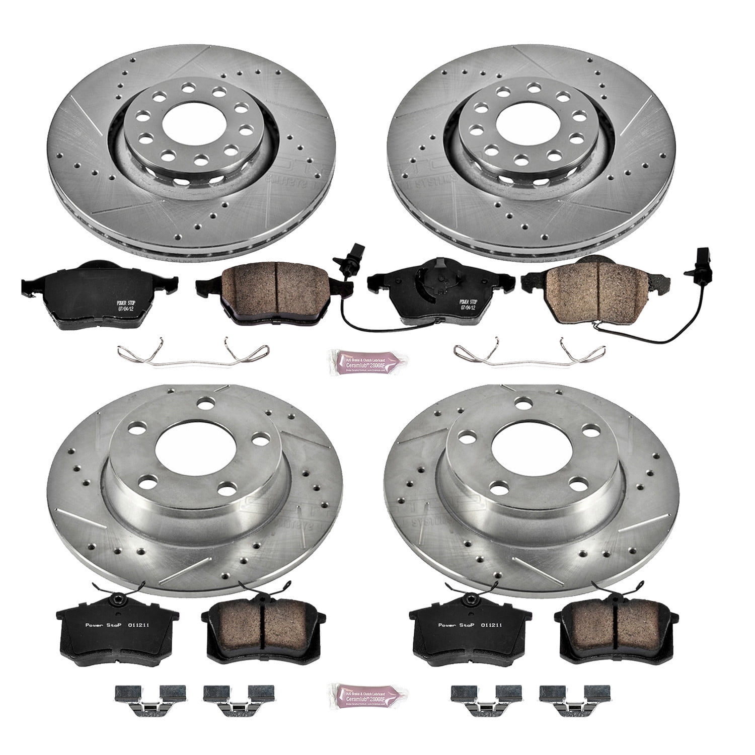PowerStop Front and Rear Z23 Evolution Sport Carbon-Fiber Ceramic Brake Pad and Drilled & Slotted Rotor Kit Fits: AUDI Select Models K639