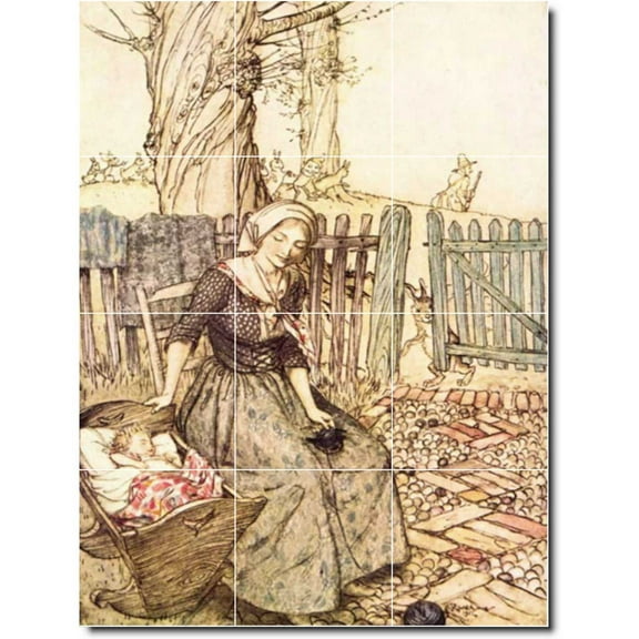 Ceramic Tile Mural-Arthur Rackham Illustration Painting 24. 12.75" w x 17" h using (12) 4.25 x 4.25 ceramic tiles