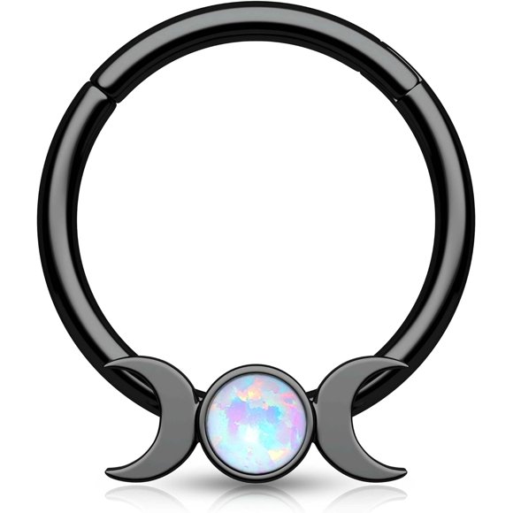 shiyou-Septum Jewelry 16G Moon Septum Rings 316L Stainless Steel Daith Piercing Jewelry Helix Earrings for Women Opal Septum Piercing Jewelry, Metal, cubic-zirconia