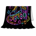 thumbnail image 2 of Retro Neon Roller Skate Boombox Pattern Vibrant 80S, Festive Holiday Scene, Warm Flannel Blanket for Living Room and Reading Nook, Art Lovers Christmas Gift, Festive Home Decor, 2 of 9