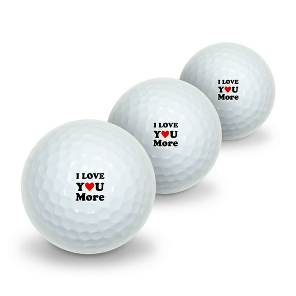 I Love You More with Heart Novelty Golf Balls 3 Pack