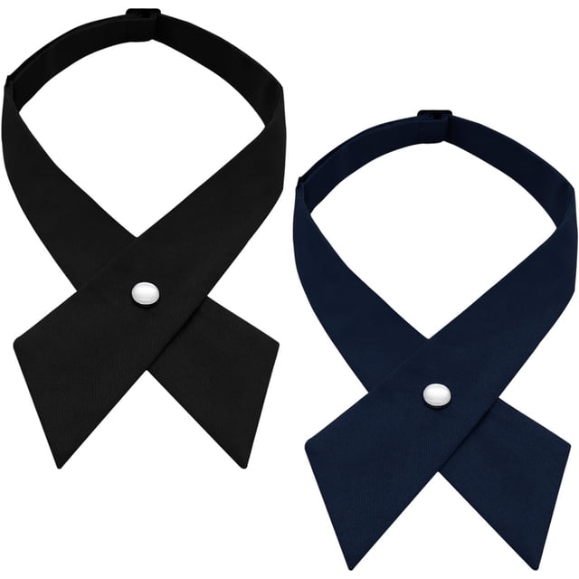 LinYooLi Nœud Papillon Noir pour Femmes, Nœuds Papillon Réglables Croisés pour Uniforme de Filles Nœud Papillon Croisé pour Remise de Diplôme Scolaire