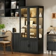 thumbnail image 5 of MIIFUNY 67" Tall Display Cabinet with LED Lights, 4 Tier Bookshelf Storage Cabinet with Magnetic Doors, Trophy Display Case for Living Room, Bedroom, Kitchen, Black, 5 of 7