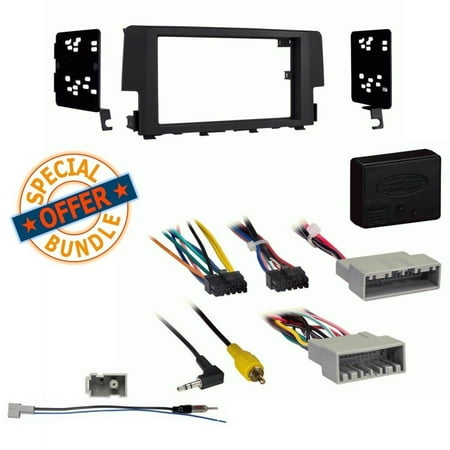 Honda Civic Double Din - Metra 95-7812B Double DIN Install Dash Kit for Select 2016-Up Honda Civic LX Axxess XSVI-1731-NAV Data Interface And Antenna Adapter
