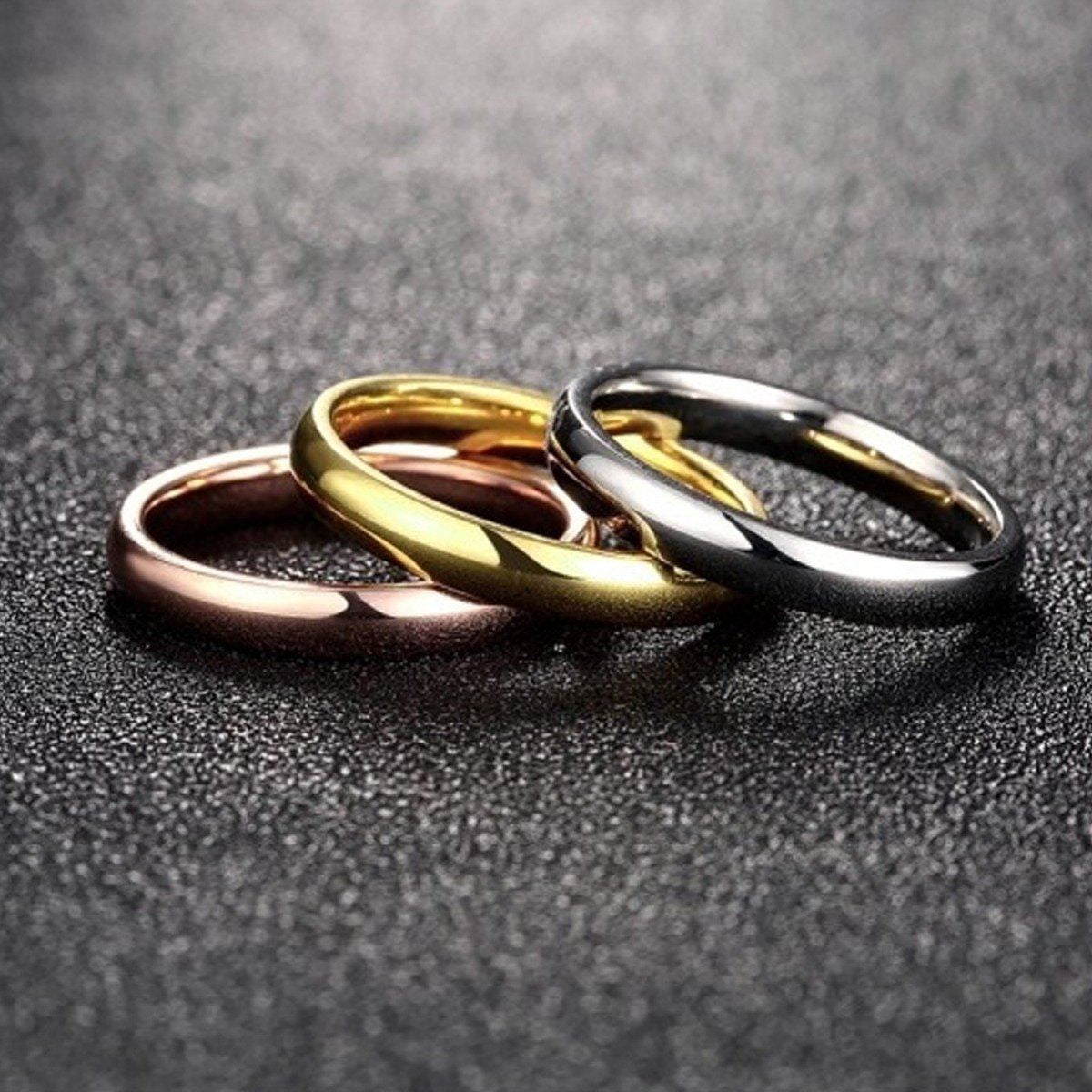 3 Pack 18K Gold Plated Over Stainless Steel MultiBand Stackable Ring